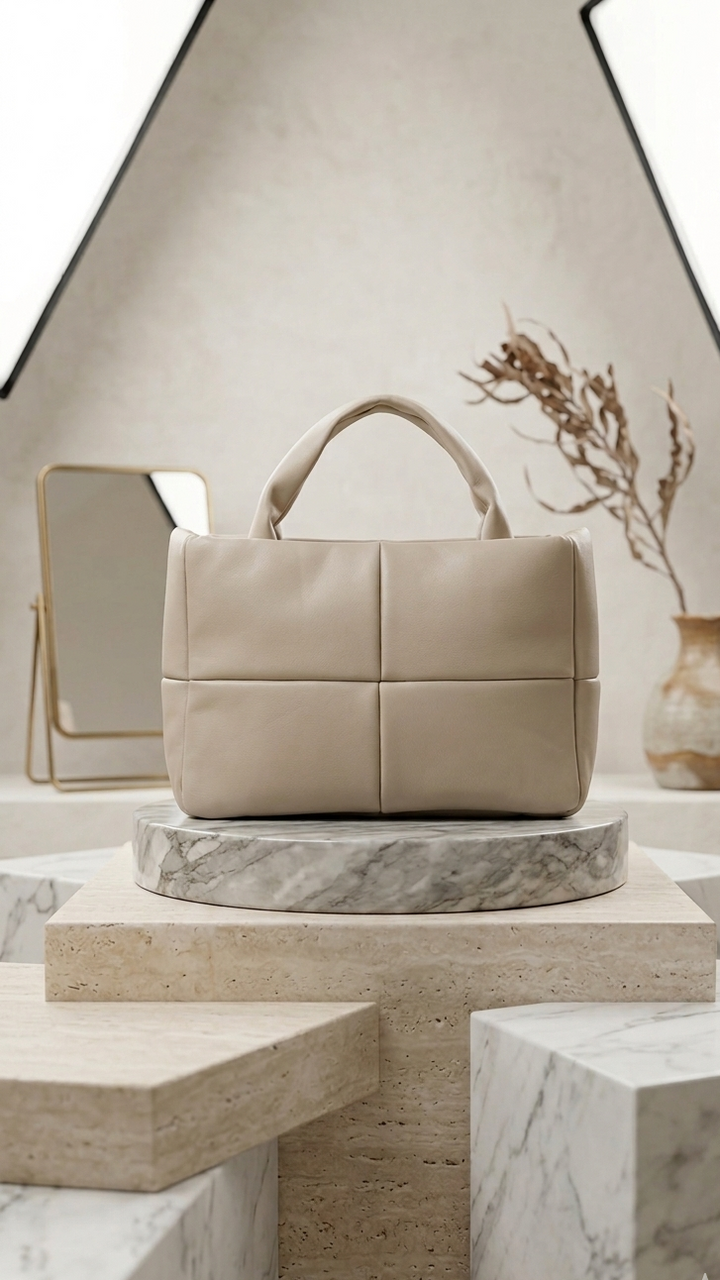 Quilted Leather Handbag with Chain Strap & Detachable Shoulder Belt (Available in Pink, Grey and Orange Variants)