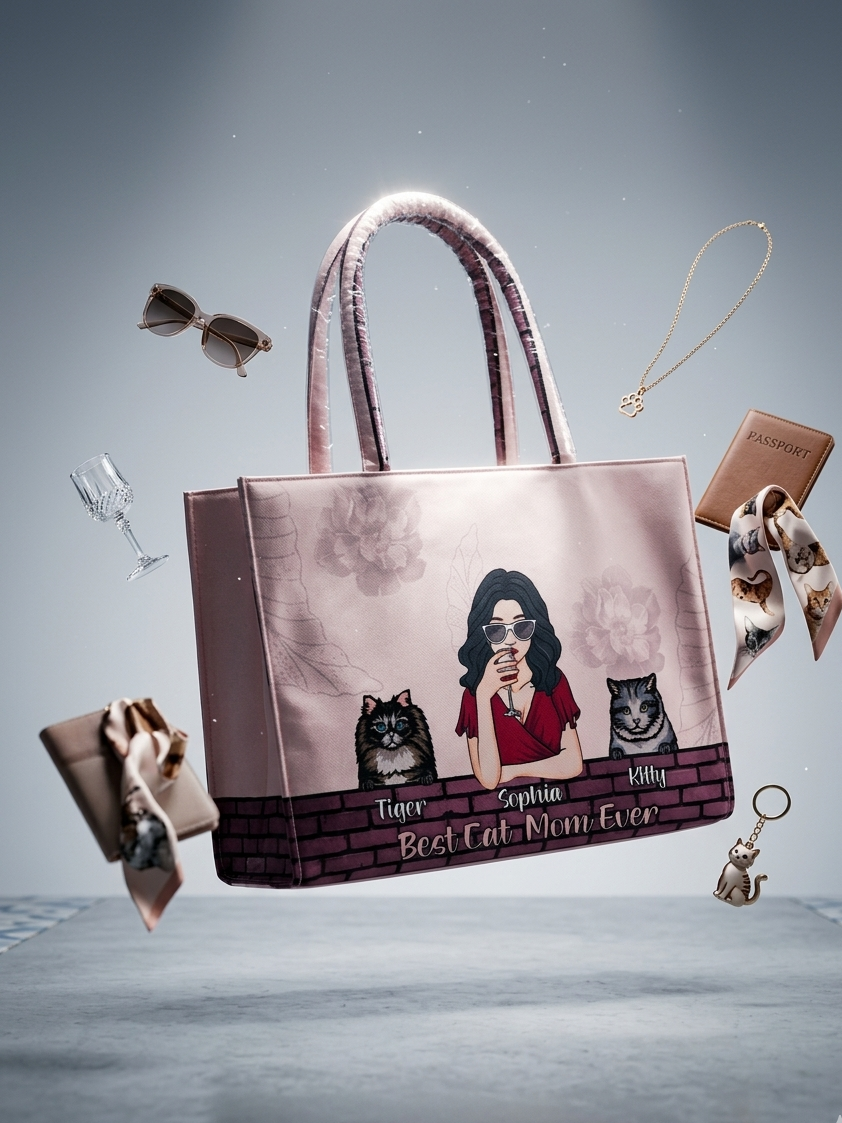 Custom Cat Mom Tote Bag