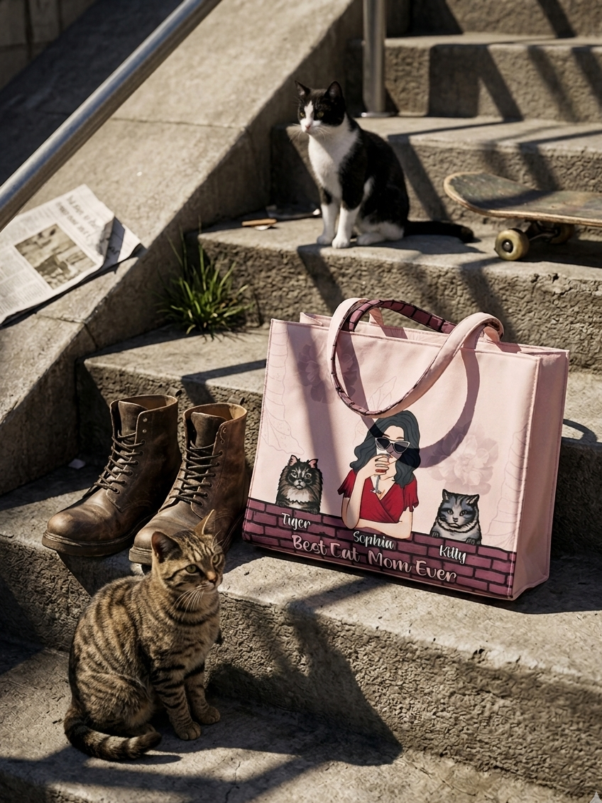 Custom Cat Mom Tote Bag