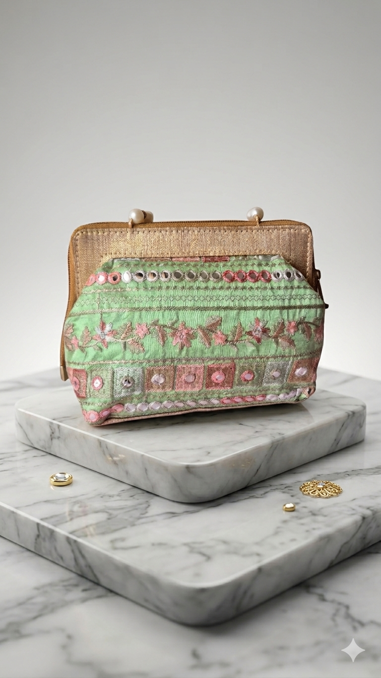 Embroidered potli handbag