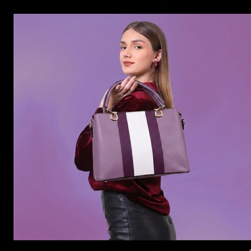 Dual - Tone Structured Handbag (Available in pink and blue variants)
