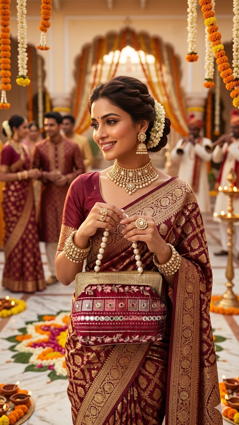 Embroidered potli handbag