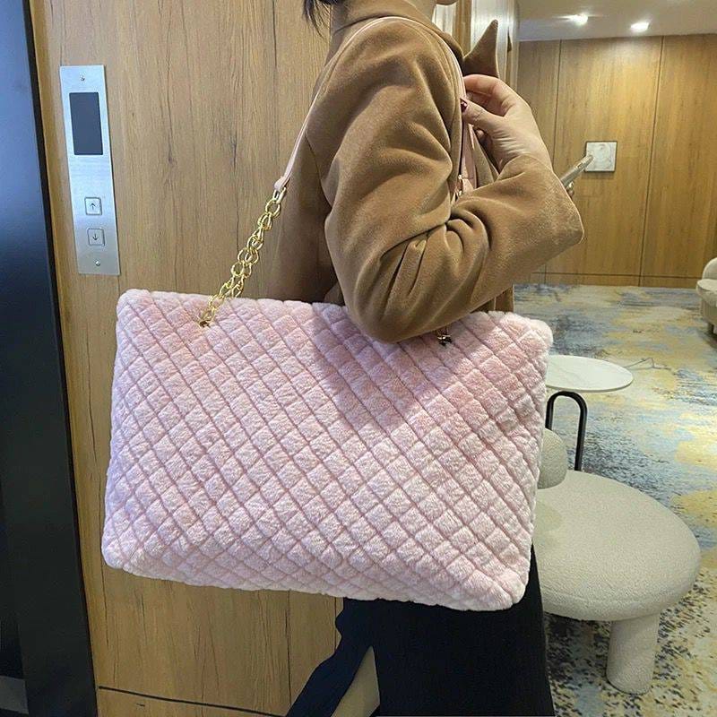 Quilted Fur Shoulder Bag