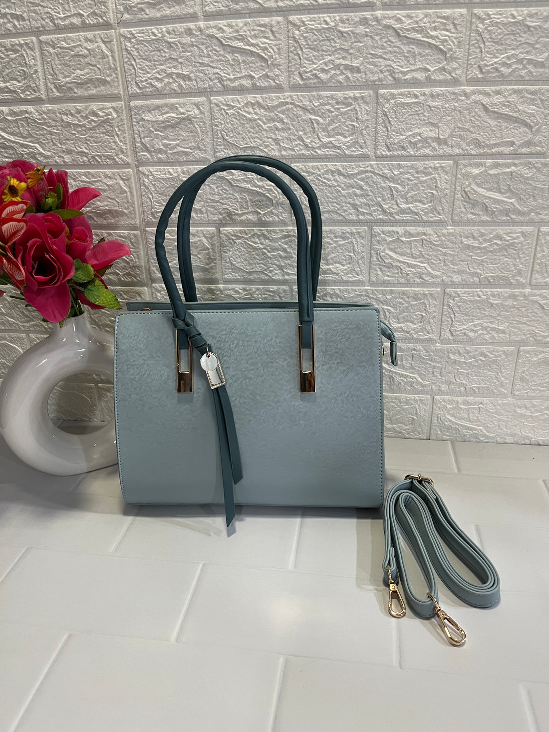 Classic Handheld Tote Bag (Available in Light blue and Beige Variants)
