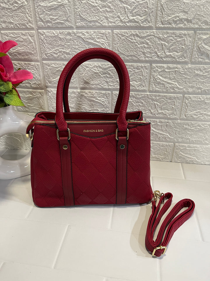 Fashion and Bag Red Quilted Handbag