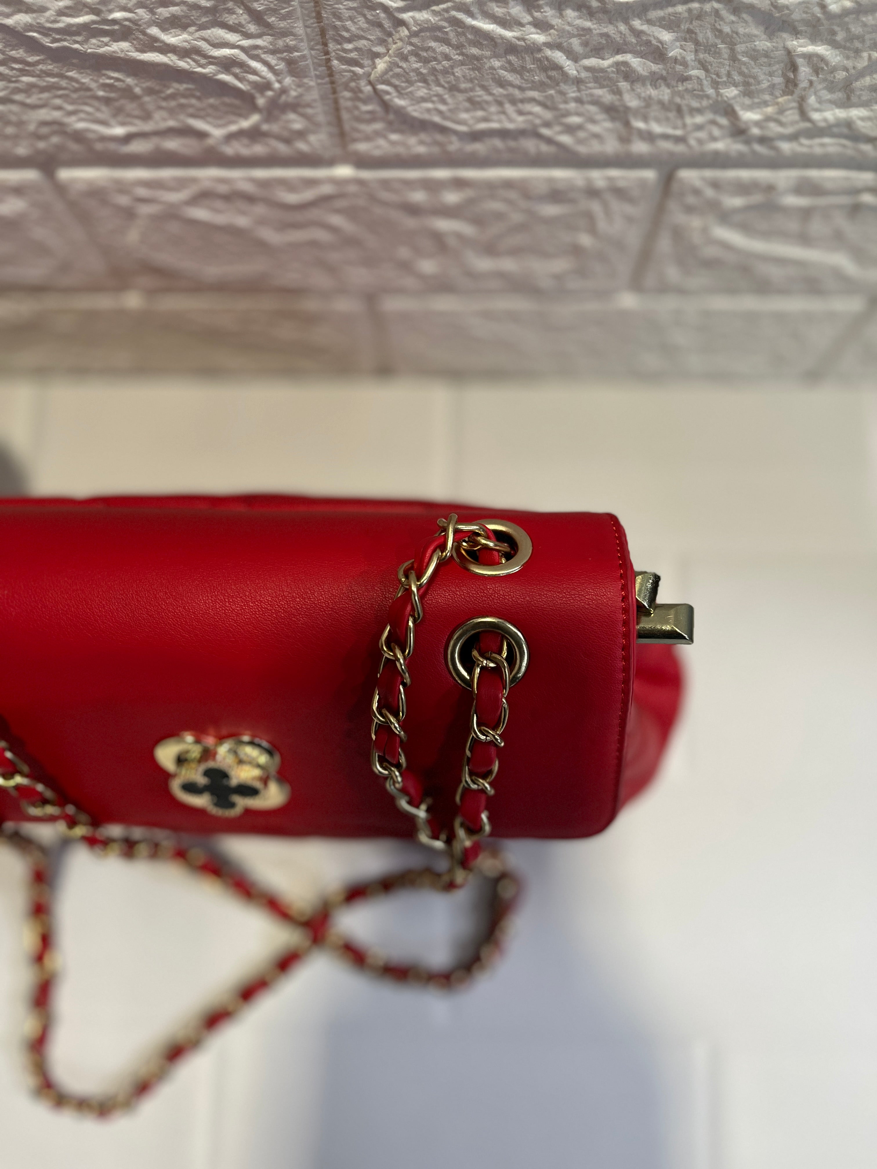 Red Quilted Leather Crossbody Sling Bag