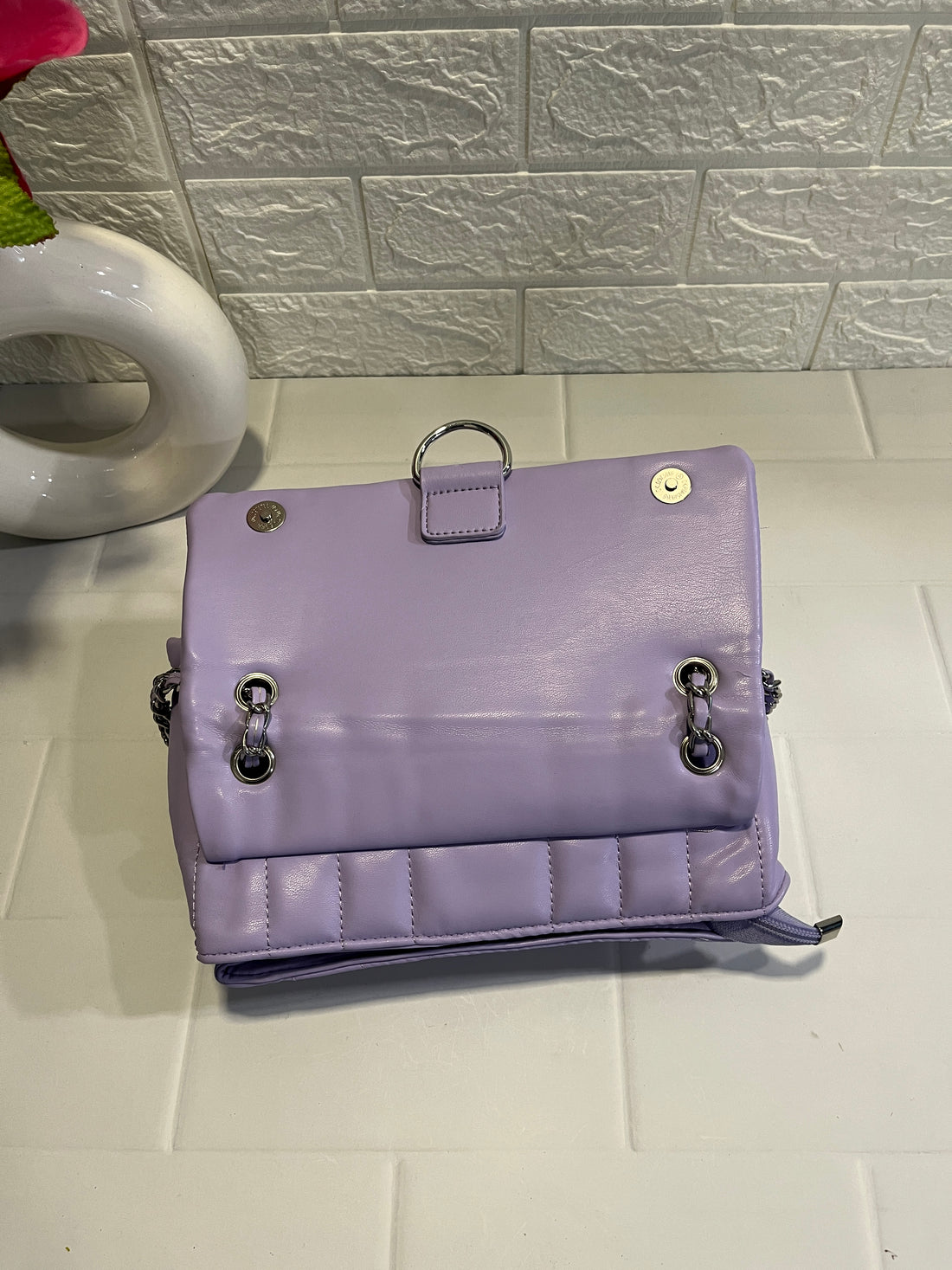 Lavender Quilted Chain Strap Shoulder Bag