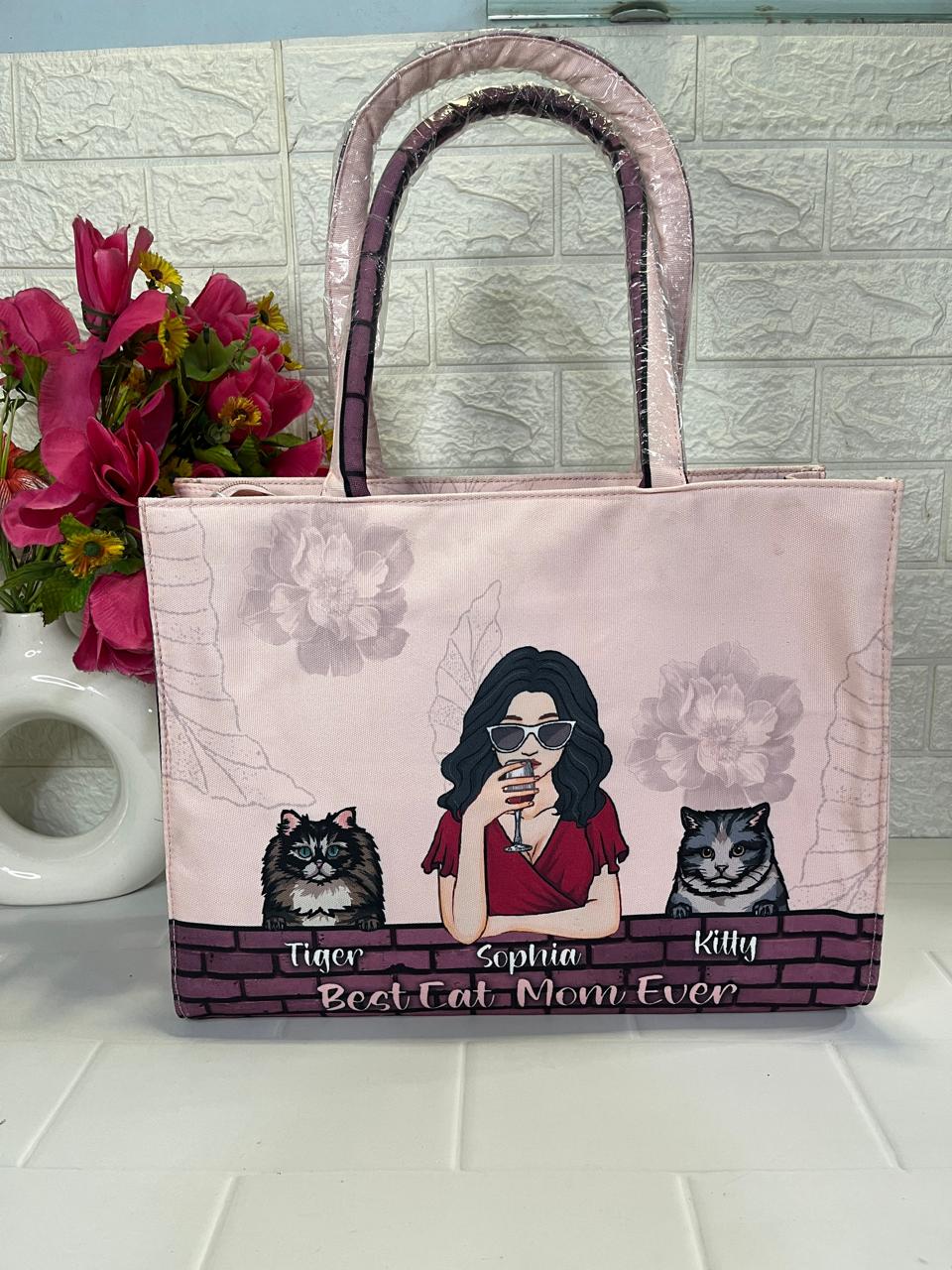 Custom Cat Mom Tote Bag
